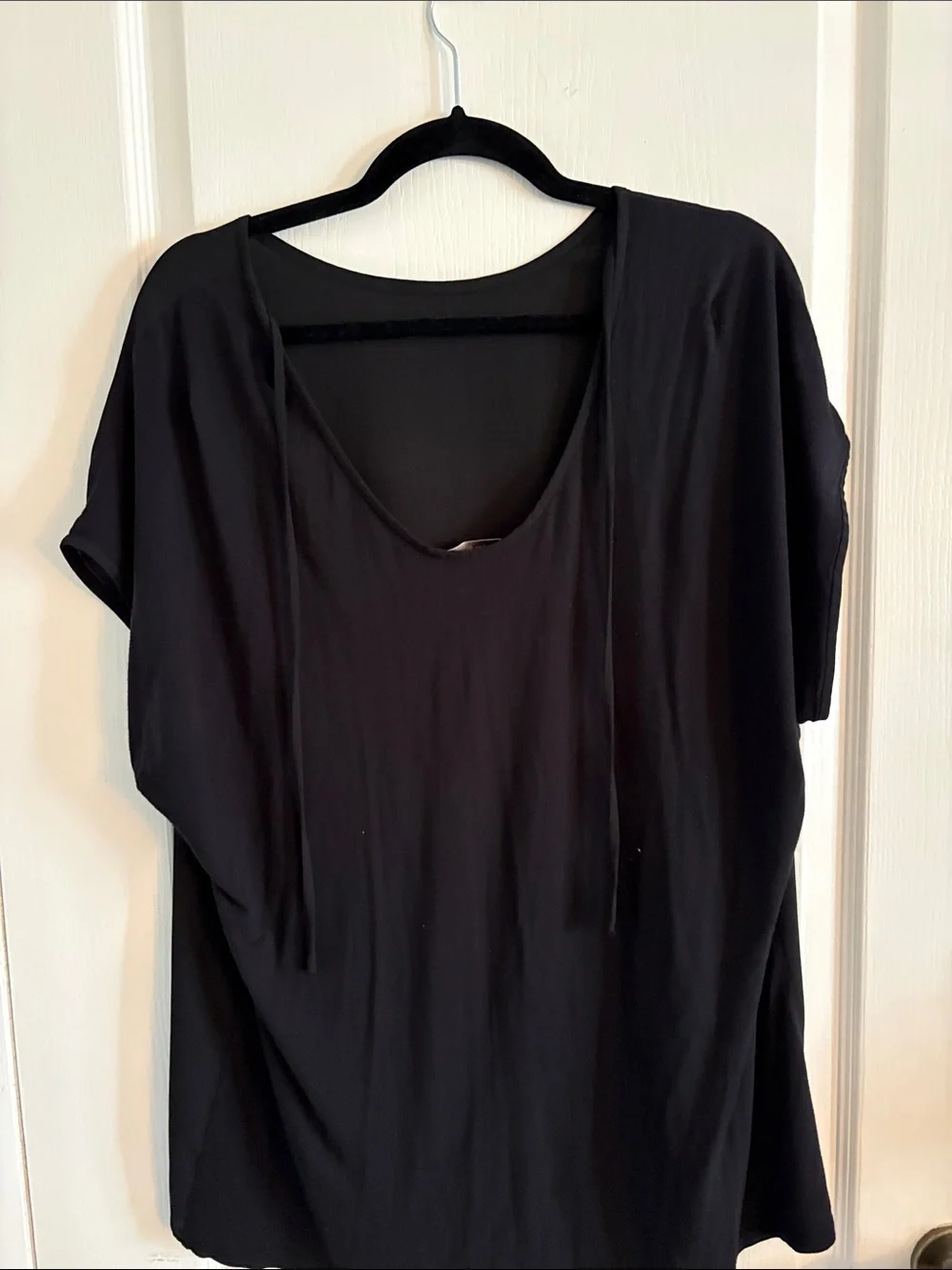 LOFT Black Short Sleeve Relaxed Blouse